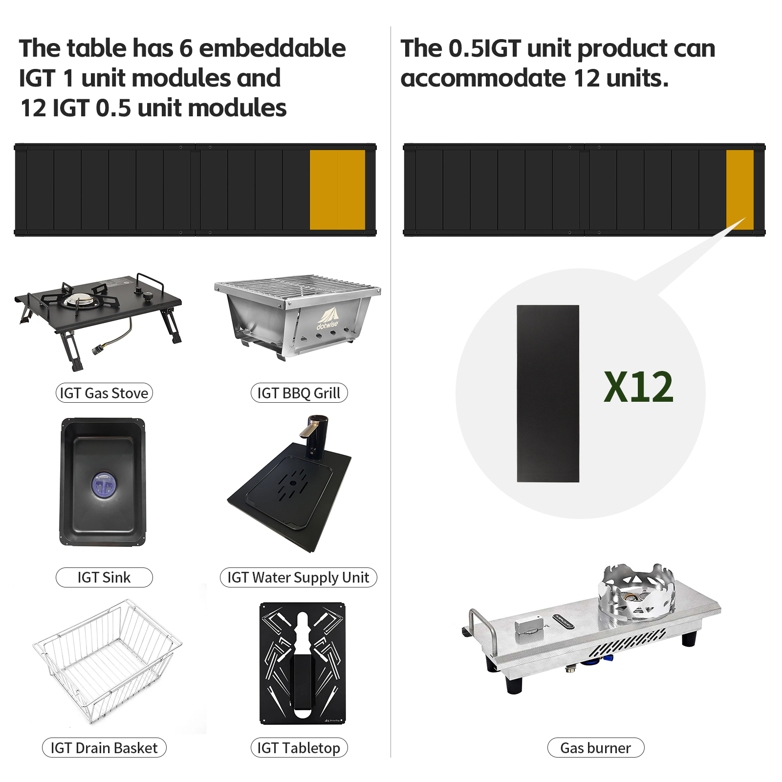DOTWISE 휴대용 캠핑 테이블, IGT 스타일, 6 - Camping Cooking Table 리뷰 및 가격
