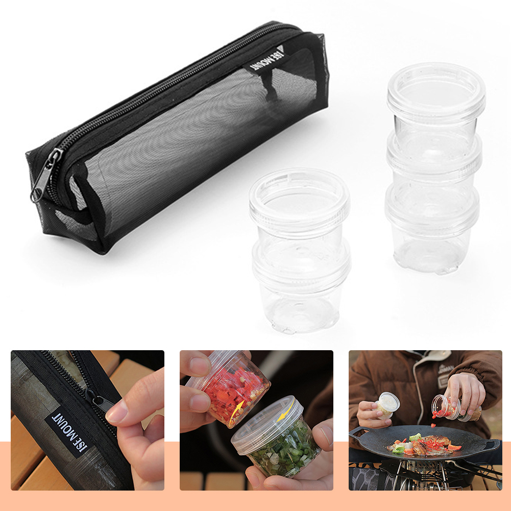 캠핑용 향신료 키트 보관 가방, 5개의 투명 양념병,  - Camping Cooking Container 리뷰 및 가격