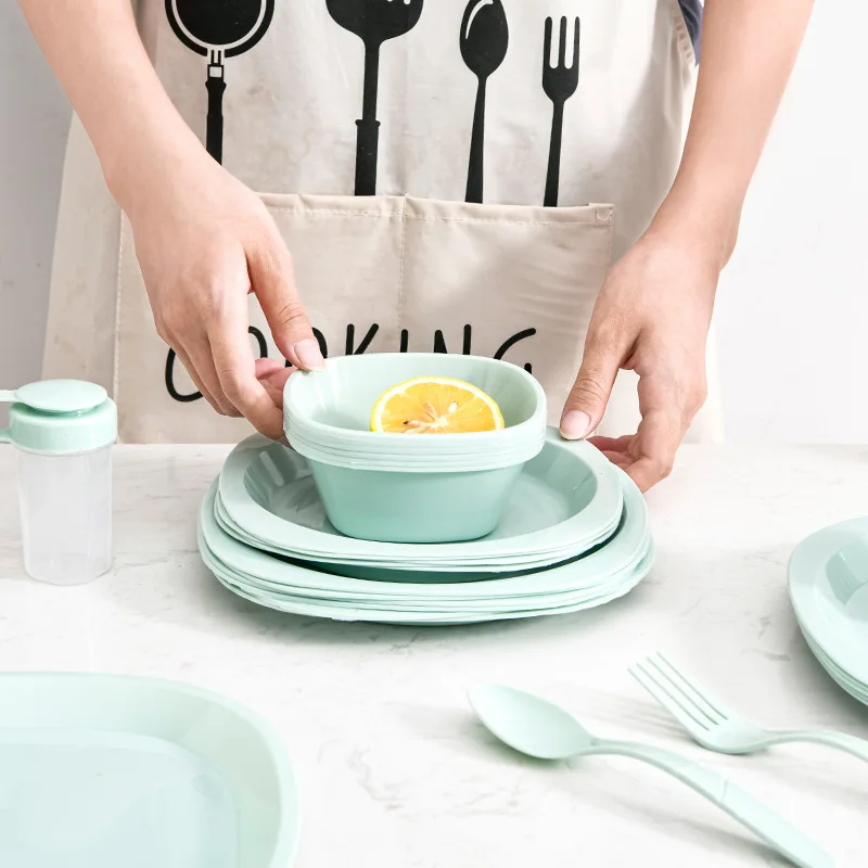 휴대용 야외용 플라스틱 식기 세트 54개, 캠핑 및 피 - Camping Cooking Dining Set 리뷰 및 가격