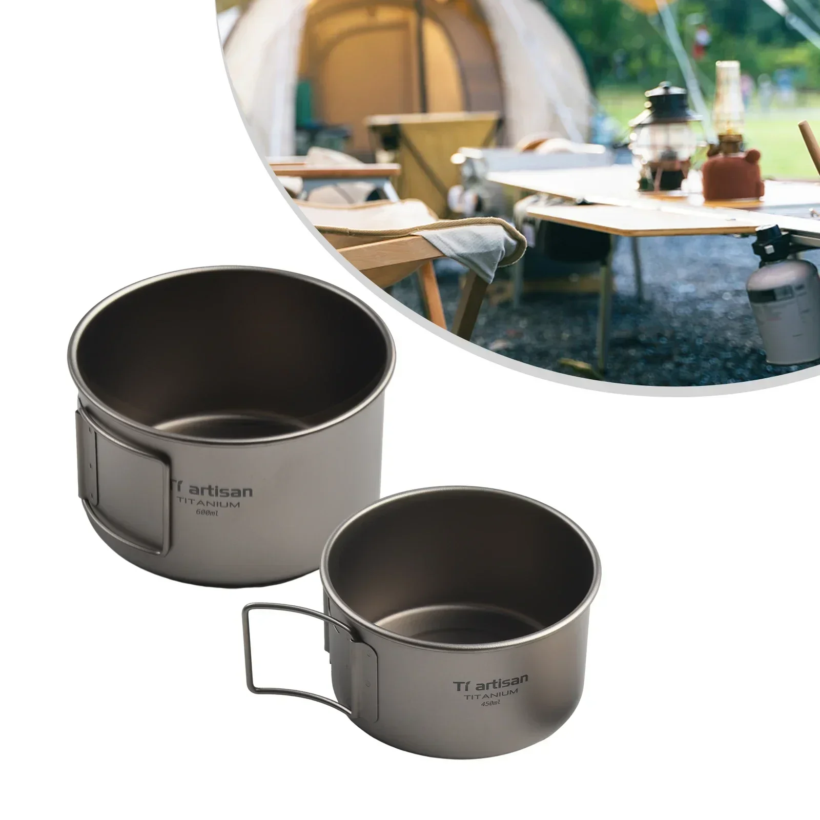 접이식 손잡이가 있는 티타늄 그릇, 캠핑 그릇, 뚜껑  - Camping Cooking Container 리뷰 및 가격