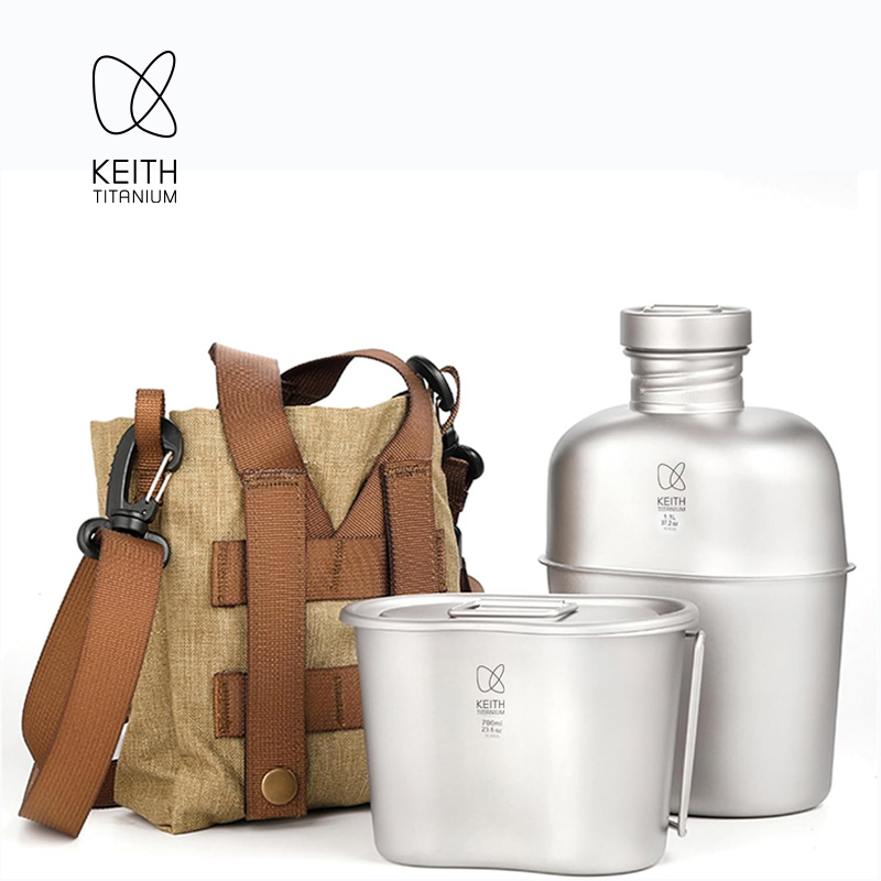 KEITH 순수 티타늄 캔틴 식기 세트, 초경량 물병  - Camping Hiking Cooking 리뷰 및 가격